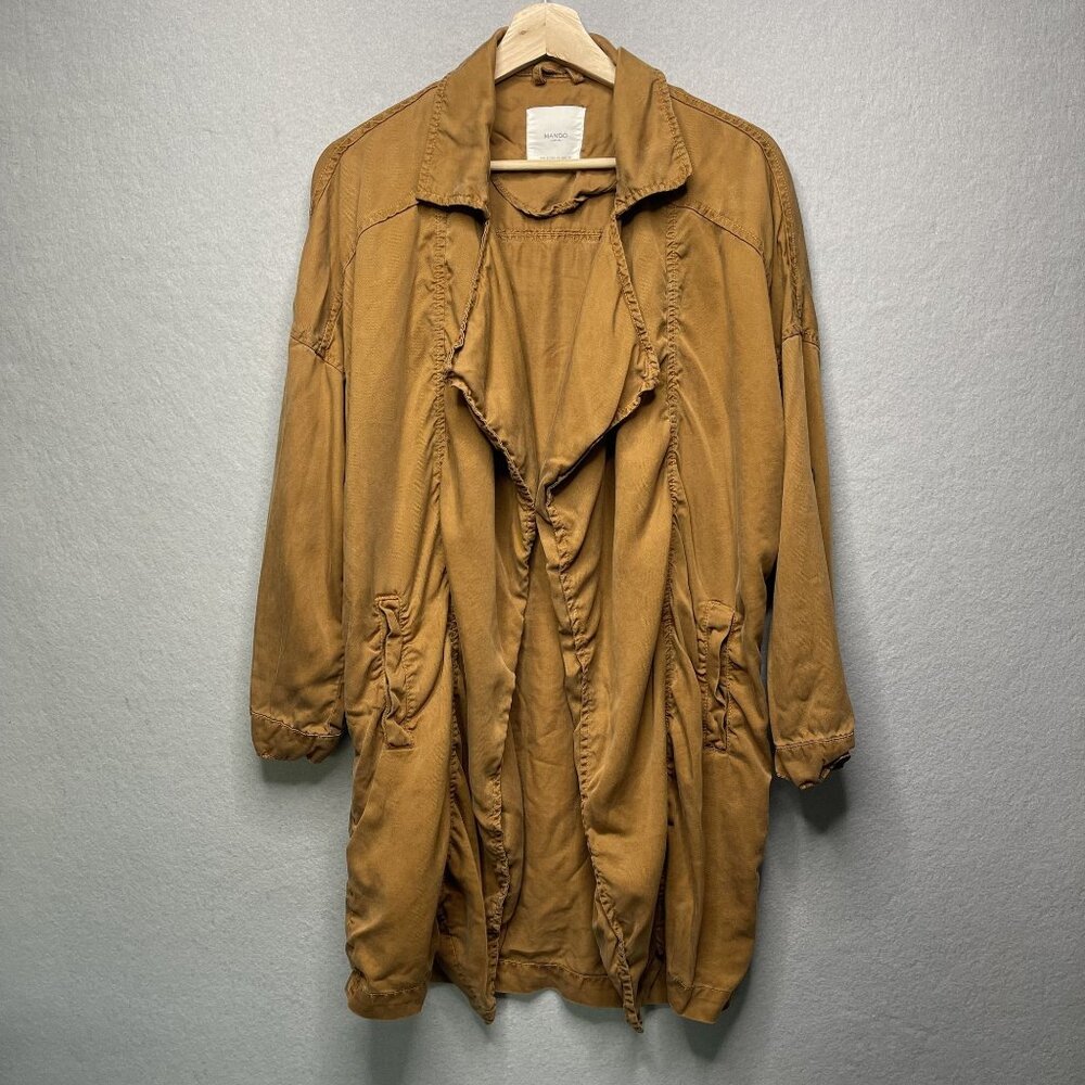 Mango Casual Womens Open Front Bronze Lightweight Jacket With Tab Sleeves XS